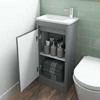 Mode De Gale grey cloakroom floorstanding vanity unit and right hand basin 410mm - Grey