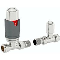 The Heating Co. Thermostatic anthracite grey straight radiator valves with lockshield - Anthracite grey