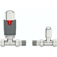 The Heating Co. Thermostatic anthracite grey straight radiator valves with lockshield - Anthracite grey