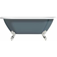 The Bath Co. Dalston province blue back to wall freestanding bath with chrome ball and claw feet