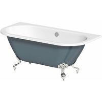 The Bath Co. Dalston province blue back to wall freestanding bath with chrome ball and claw feet