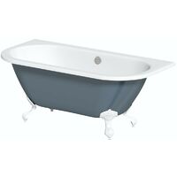 The Bath Co. Dalston province blue back to wall freestanding bath with white ball and claw feet