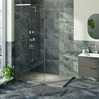 Mode slate effect grey rectangular shower tray 1400 x 900 with colour matched waste cover