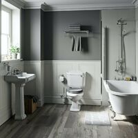 Orchard Winchester freestanding shower bath suite with grey seat