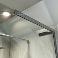 Mode 8mm walk in right handed shower enclosure bundle with black slate effect shower tray 1200 x 800 - Chrome