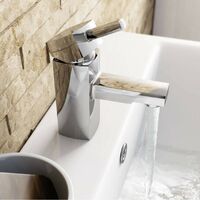 Clarity Compact satin grey corner floorstanding vanity unit and ceramic basin 580mm with tap