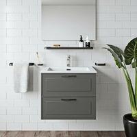 Mode Meier grey wall hung vanity unit and basin 600mm with tap