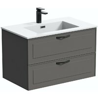 Mode Meier grey wall hung vanity unit and basin 900mm with tap