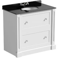The Bath Co. Burghley matt white floorstanding vanity unit and black marble basin 900mm with tap