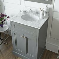 The Bath Co. Chartham slate matt grey floorstanding vanity unit and white marble basin 600mm with tap