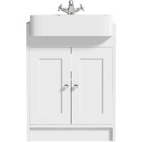 The Bath Co. Camberley satin white floorstanding vanity unit and semi-recessed basin 600mm