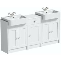 Orchard Dulwich matt white floorstanding double vanity unit and basin with storage combination - White