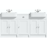 Orchard Dulwich matt white floorstanding double vanity unit and basin with storage combination - White
