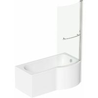 Orchard P shaped right handed shower bath 1500mm with 6mm shower screen and rail