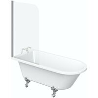 Orchard Dulwich freestanding shower bath 1500 x 780 with screen and bath mixer tap pack - White