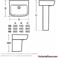 Ideal Standard Tempo 1 tap hole full pedestal basin 550mm - White