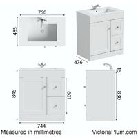Orchard Winchester white floorstanding vanity unit and quartz-top basin 760mm