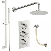 Mode Tate thermostatic mixer shower with wall shower, slider rail and bath filler 250mm shower head - Chrome