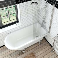 Orchard Dulwich freestanding shower bath and bath screen 1500 x 780 - White