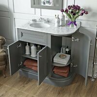 The Bath Co. Chartham slate grey right handed floorstanding vanity unit and white marble basin 900mm with mirror - Grey