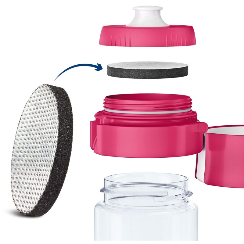 Brita Borraccia Filtrante Fill & Go, Pink, 0.6 Litri (Confezione da 3  Filtri)