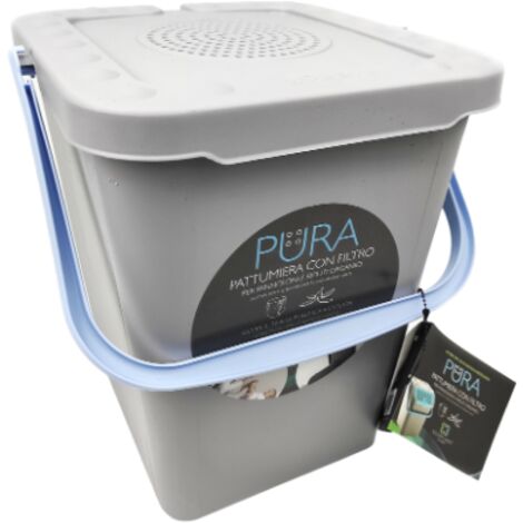 INCA Pattumiera Pura Con Filtro ai Carboni Attivi per Pannolini e Rifiuti Organici Con Coperchio Neutralizza I Cattivi Odori Azzurro - 10 Litri (1/4)