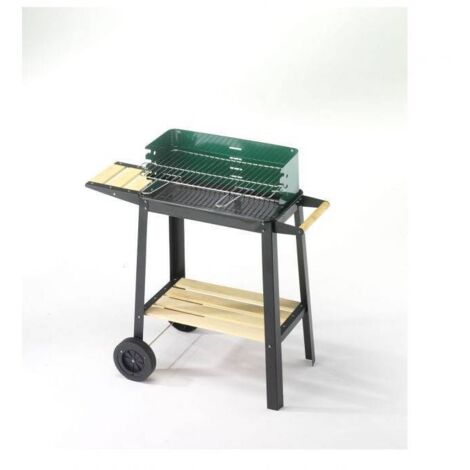 Ompagrill Barbecue A Carbonella Con Carello Ripiano Laterale e Mensola Inferiore