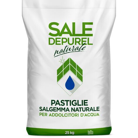Italkali Pastiglie di Sale Naturale DEPUREL Pastiglie Per Addolcitori Acqua Sacchi da 25 Kg (3 Pallet - 3000 Kg)
