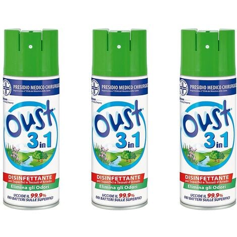 Oust 3 in 1 Spray Disinfettante Deodorante Per Ambienti 400ml (confezione  da 3)