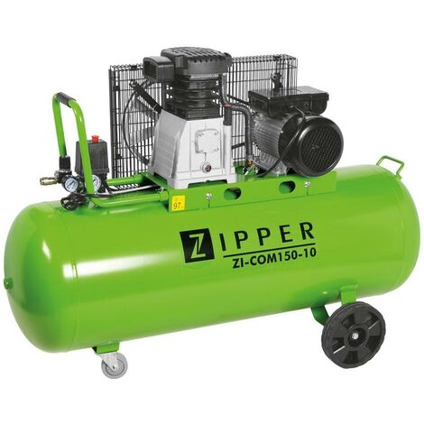 Zipper – Compresseur à entraînement par courroie 230V 150L – Débit 356L/min – Pression max 10 bars – Niveau sonore 97 dB – ZICOM15010