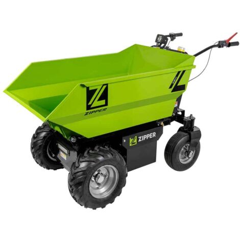 Zipper – Brouette motorisée électrique 4 roues 500 kg – Moteur 1000W – Autonomie 8h – Plateau repliable hydraulique – Pour chantiers humides (1/5)