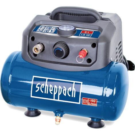 Scheppach Compresseur d'air HC06 - 1200 W - Sans huile - Cuve 6 L - Pression 8 bar - Puissance d'aspiration 200 L/min - Compresseur d'air mobile et compact - Set d'accessoires