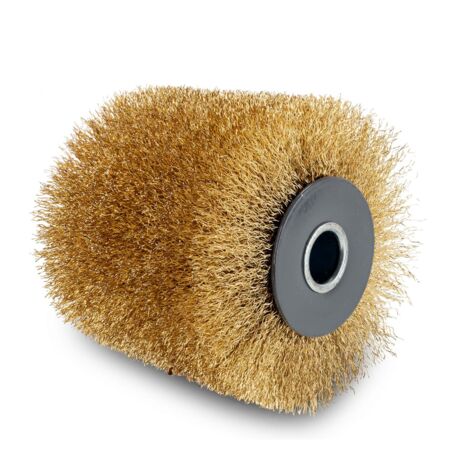 Scheppach Brosse fil laitonné pour surfaceuse MRS1300 Brosse de rechange - 100mm de largeur - Ø120mm - Pour différentes surfaces en bois, pierre et métal - Convient à l'ébarbage & au dénudage