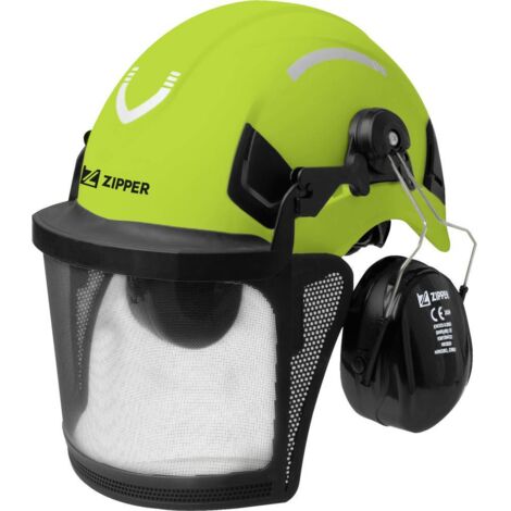 Zipper – Casque de sylviculture EN 397 – Protection auditive intégrée – Visière réglable – Sangle 6 points – Tour de tête 53-64 cm – Norme EPI (1/5)