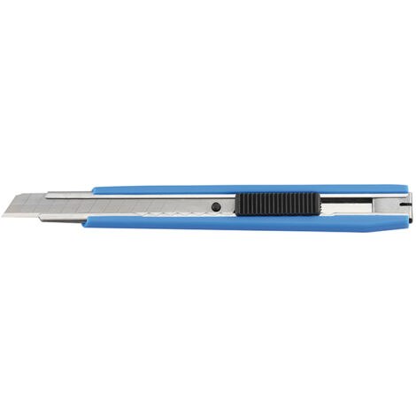 Cutter Professionnel D.RECT 2049 - Lame 18mm Rétractable - Guide Métallique Et Manche Caoutchouté - Bleu
