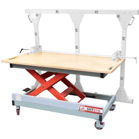 Holzmann – Table élévatrice mobile 310kg – Hauteur réglable 470-1075mm – Surface de travail 1580x900mm – Roulettes pivotantes avec freins