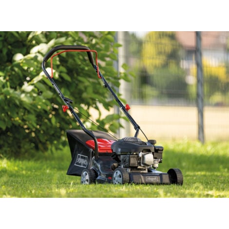 Scheppach Tondeuse à gazon thermique MP132-40 - 3,4 CV - Largeur de coupe 40 cm - Réglage hauteur de coupe sur 3 positions - Panier de ramassage de 35 L - Ergonomique - Grandes roues