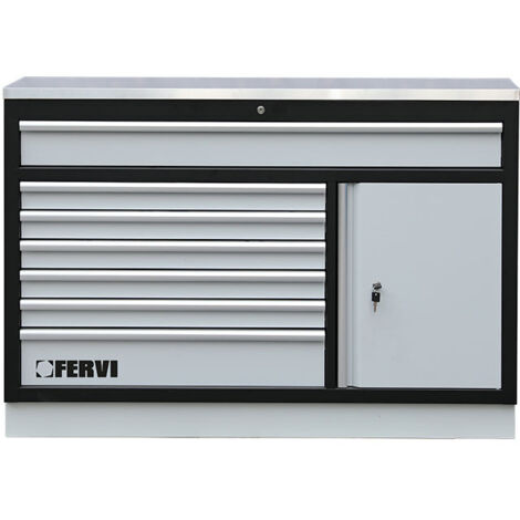 Grand caisson a tiroirs inox 1360x458x948mm pour atelier Fervi a007/21