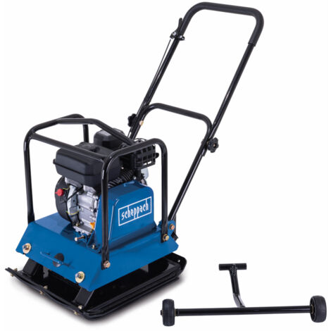 Scheppach Plaque vibrante thermique HP1800S – Compacteur 6,5 CV – Pression de compactage 23 kN – Profondeur 30 cm – Vitesse 25 m/min – Tapis en caoutchouc et dispositif de déplacement inclus