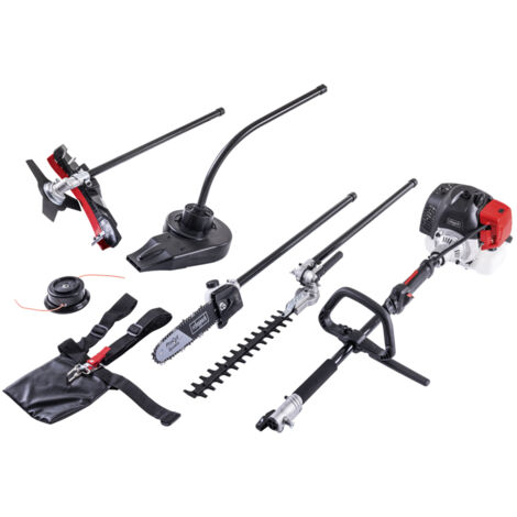 Scheppach Outil de jardin multifonction 5 en 1 MTC42-5P – Outil multifonction thermique – Taille-haies – Elagueuse sur perche – Coupe-bordures – Débroussailleuse thermique – Souffleur de feuilles