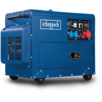 Scheppach Générateur électrique diesel SG5200D avec démarrage électrique - 7,7 CV - 5000 W - 2 x 230 V, 1 x prise 400 V - Réservoir 16 L - Système AVR - Avec dispositif de conduite
