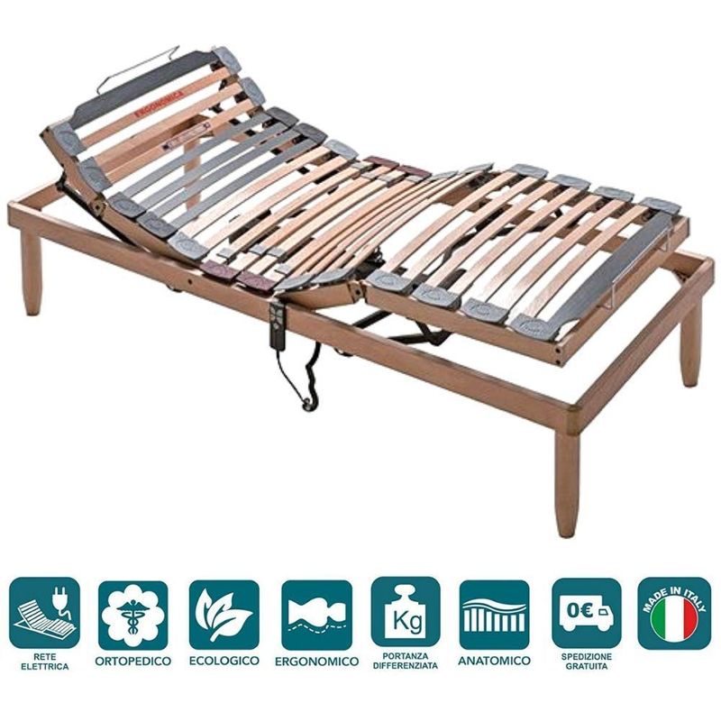 EVERGREENWEB - Rete Elettrica Singola 85x190 Ortopedica con Alzata  Motorizzata, Base Letto a Doghe in Legno Naturale Rinforzata Piedi 4  Smontabili Pieghevole Regolatori Rigidit… Detraibile - OFFERTA