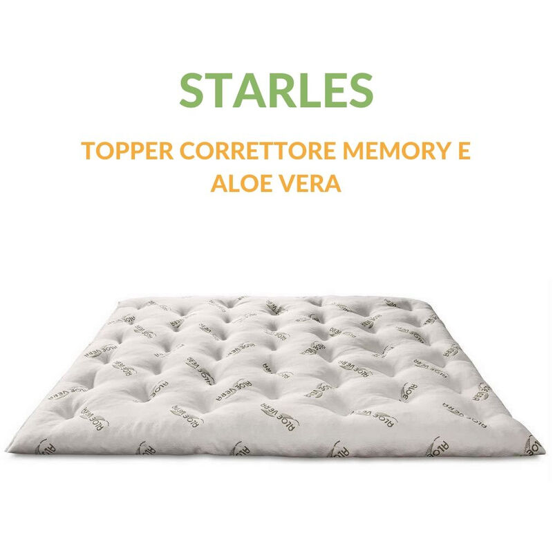 MaterassieDoghe - Topper 90x200 in Memory Foam - Alto 7 cm - Rivestimento  in aloe vera sfoderabile