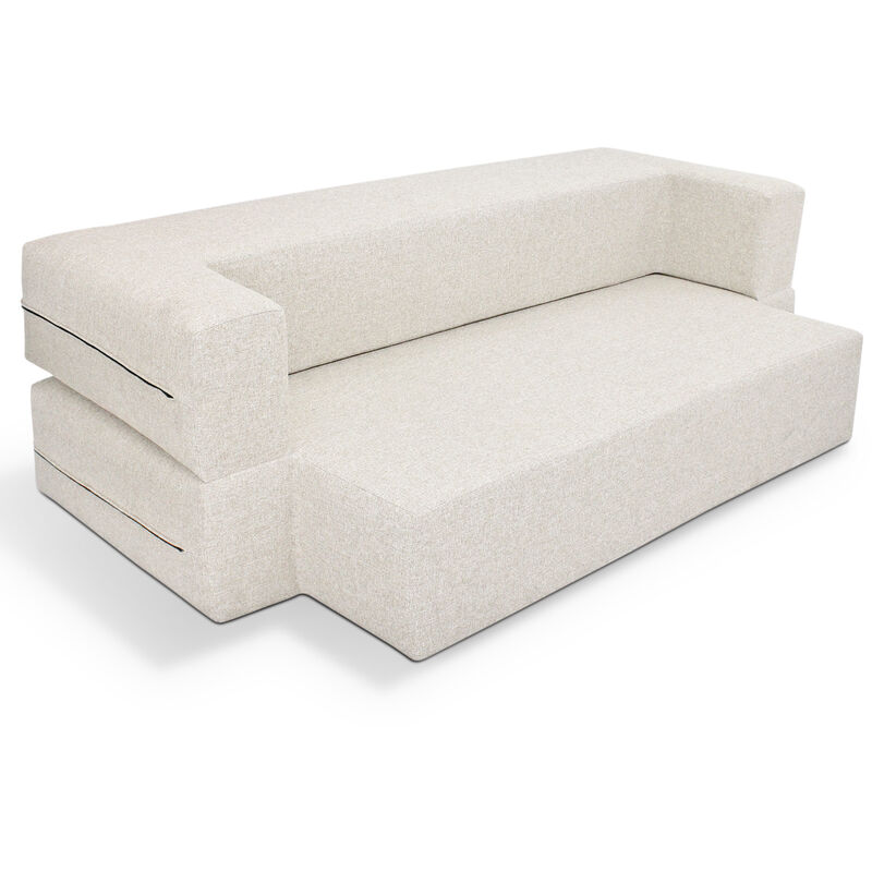 EVERGREENWEB Divano Letto 2 Posti Rivestimento Sfoderabile e Lavabile,  Divano Design Trasformabile in comodo materasso Matrimoniale con Kit  Lenzuola e Piumino, 2 cuscini omaggio BEIGE