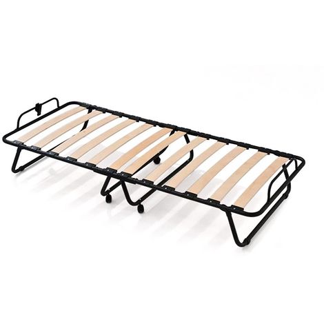 EVERGREENWEB - Rete a doghe Singola 80x190 cm Letto Apribile Salvaspazio  con Gambe Pieghevoli, Doghe in Legno Naturale di Faggio, 4 Ruote  AntiGraffio