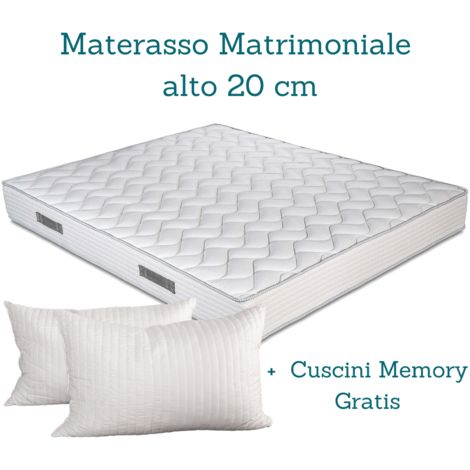 EVERGREENWEB - Kit Rete e Materasso Singolo 85x195 Alto 20 cm + Cuscino  Memory Foam GRATIS, Set