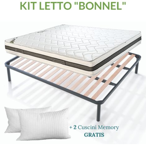 EVERGREENWEB - Kit Rete e Materasso una Piazza e Mezza 120x190 Alto 20cm  con CUSCINO Memory INCLUSO