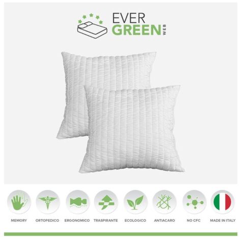 Coppia Cuscini 40x40 In Memory Foam Da Letto Arredo Casa
