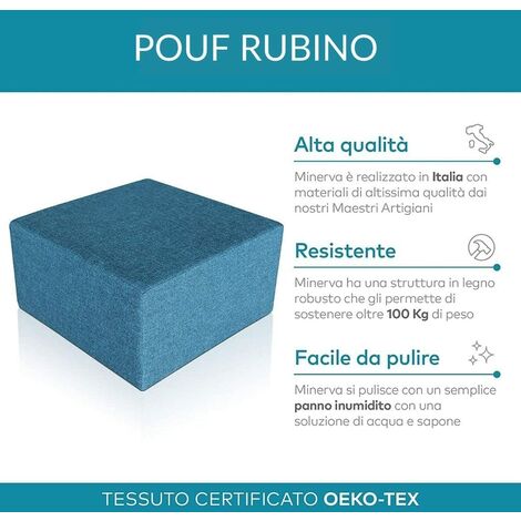 EVERGREENWEB Pouf poggiapiedi 53x53 cm per Divano Sgabello Cubo, tessuto  Idrorepellente: Pouf design moderno per soggiorno