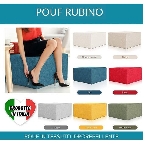 Pouf moderno poggiapiedi da salotto. Pouf rosso cubo seduta comoda